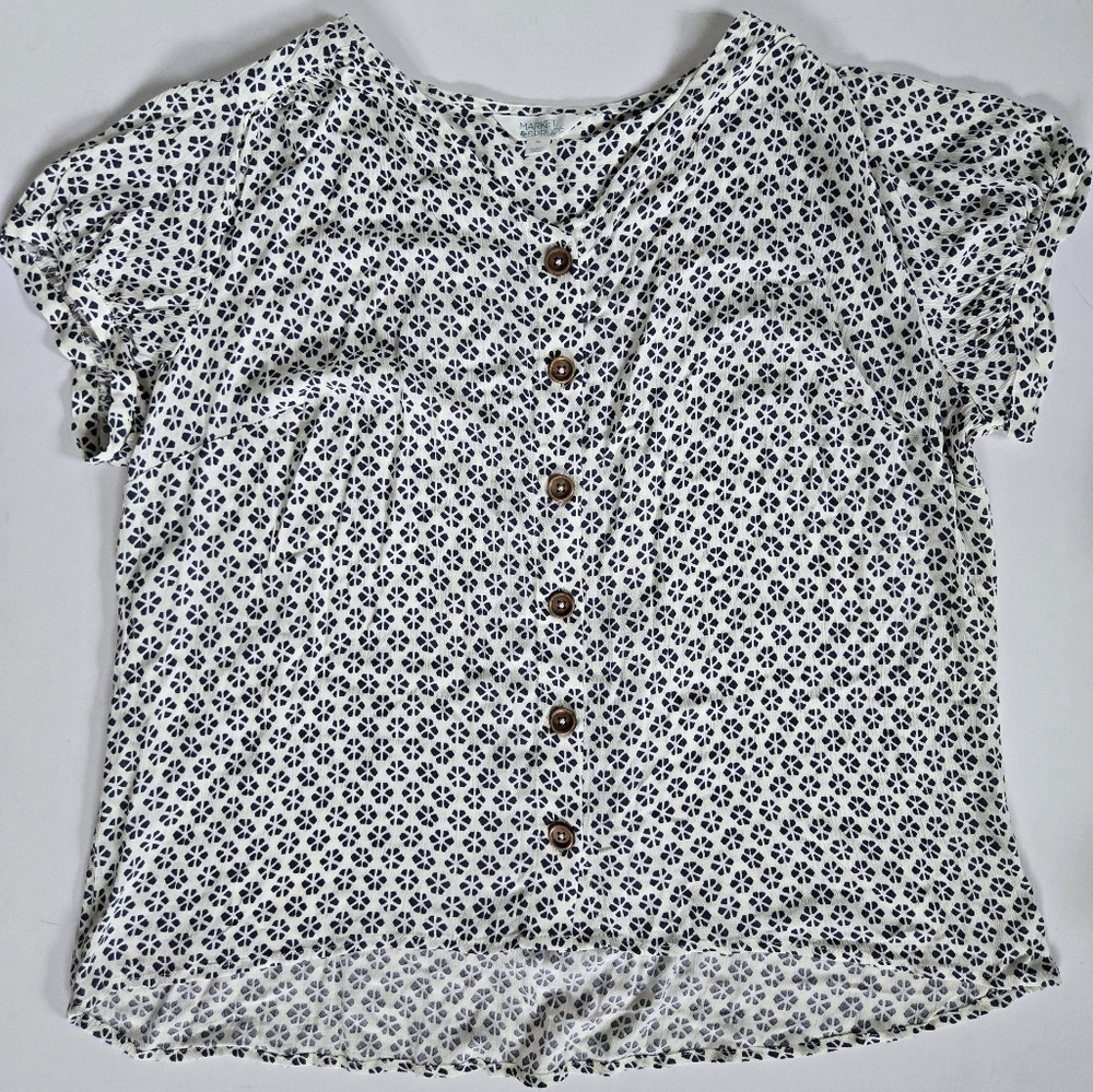 Market and Spruce Zoa button down short sleeve floral printed top sz 1X